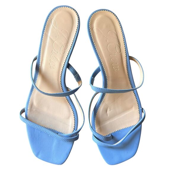 JCREW Leather Strap Sandal Hydrangea Blue Sz 8.5 - Picture 2 of 4